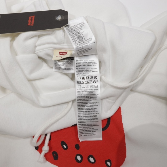 Levi's Women's Raw edge Hem Graphic Cropped Fleece Pullover Hoodie White Size M - Picture 8 of 9